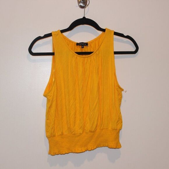 1. State Yellow Sleeveless Round Neck Tank Tops Women's Size M - Picture 2 of 9